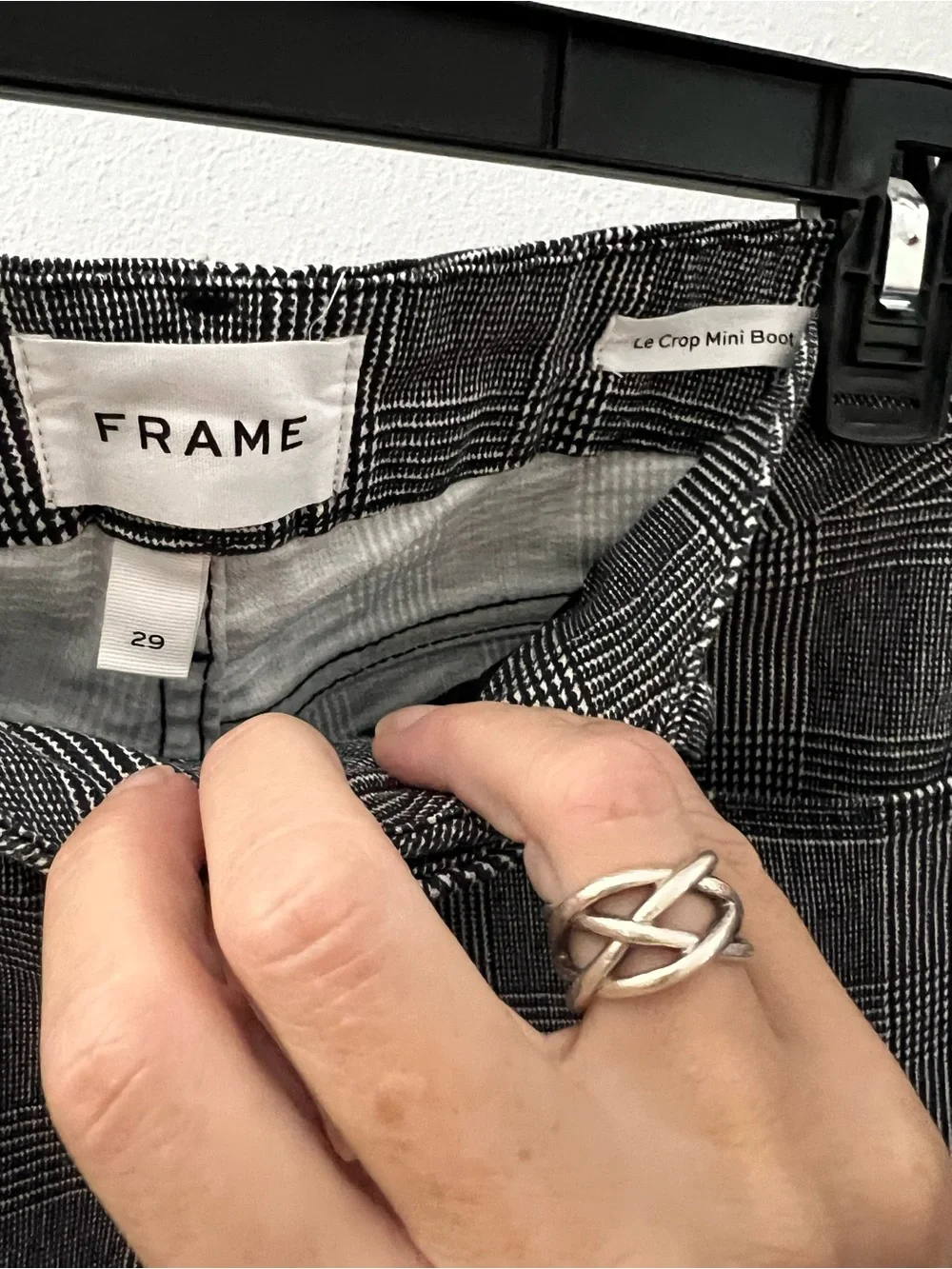Frame Denim Black & Gray Plaid Bootcut Jeans